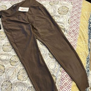 NWT brown faux leather leggings chocolate brown